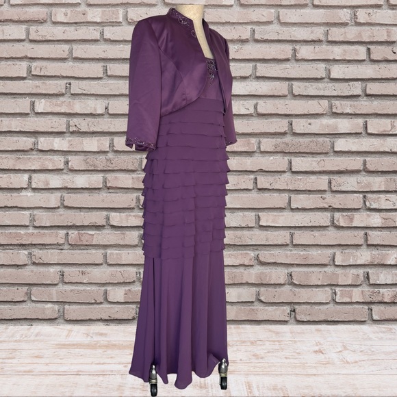 ALEX Evenings 2pc Rhinestone Purple Dress Blazer Suit 10 petite NWT - Picture 6 of 12